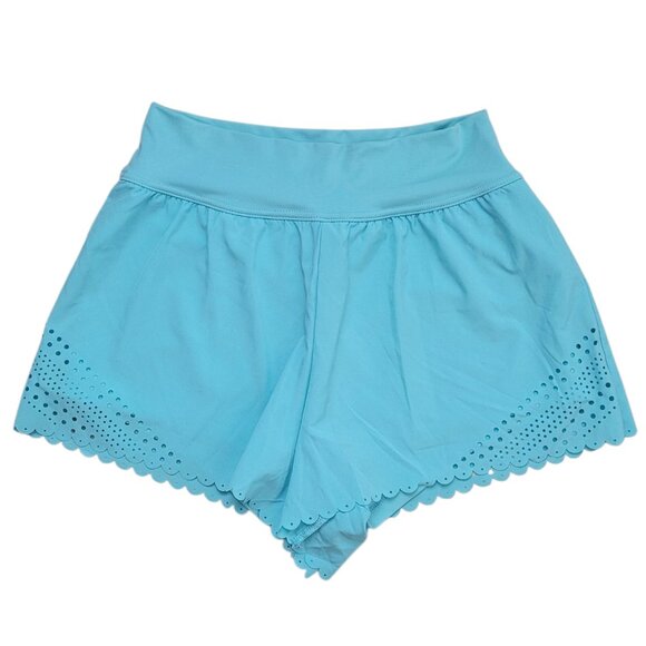 Simply Southern Sky Blue Scalloped Athleisure Shorts Size Small - Picture 1 of 10